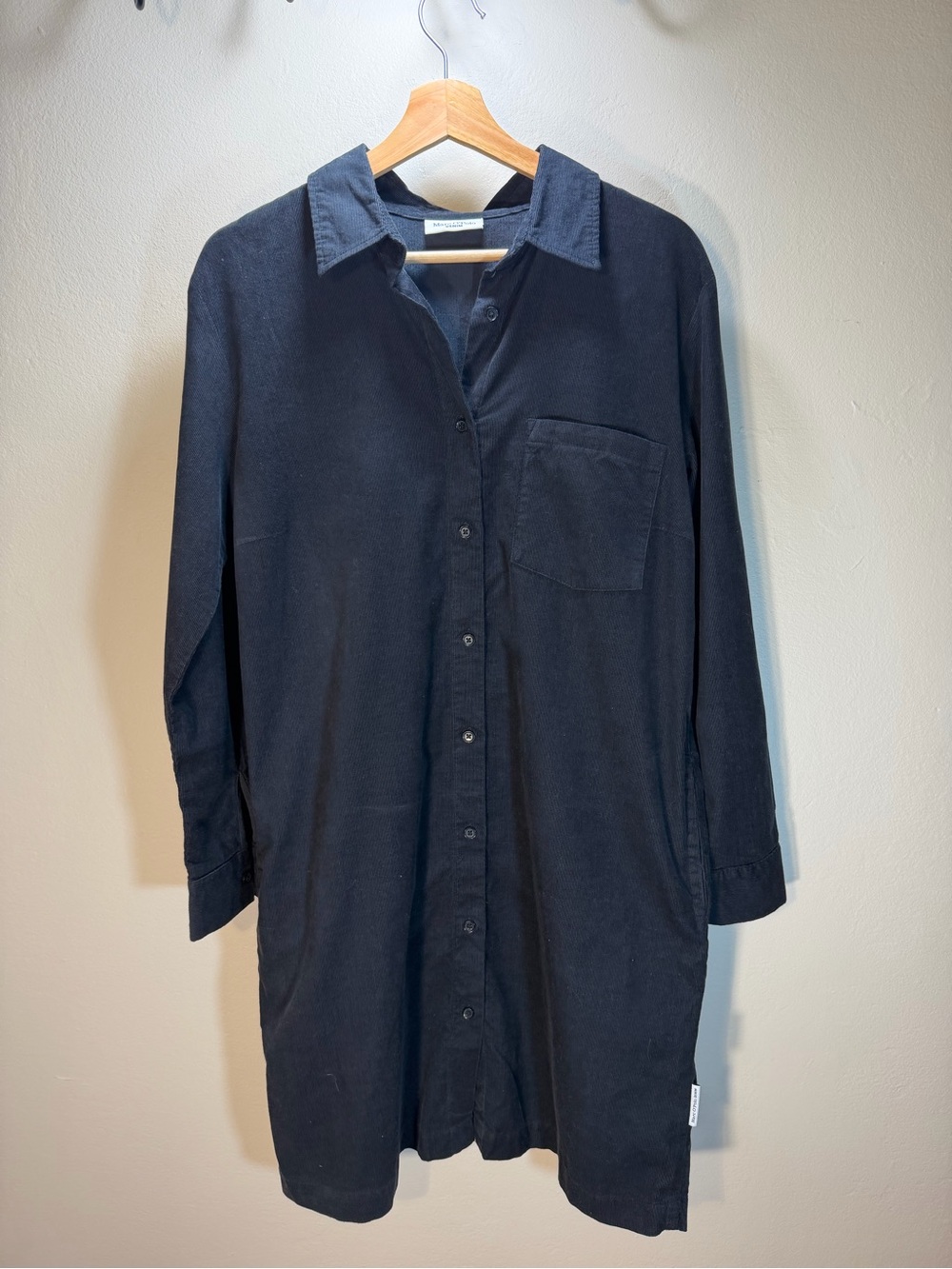 Marc O’Polo Womens Black Midi Shirt Dress with Chest Pocket